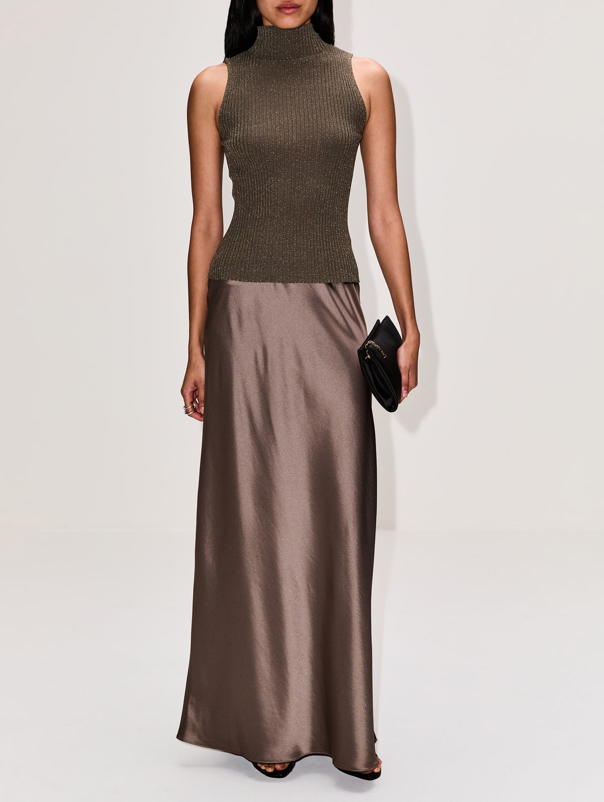 Blake Rib Turtleneck Tank,LESET,MOSS,Image 2