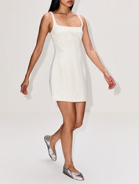 Tailored Square Neck Mini Dress,ST AGNI,OFF WHITE,Image 3