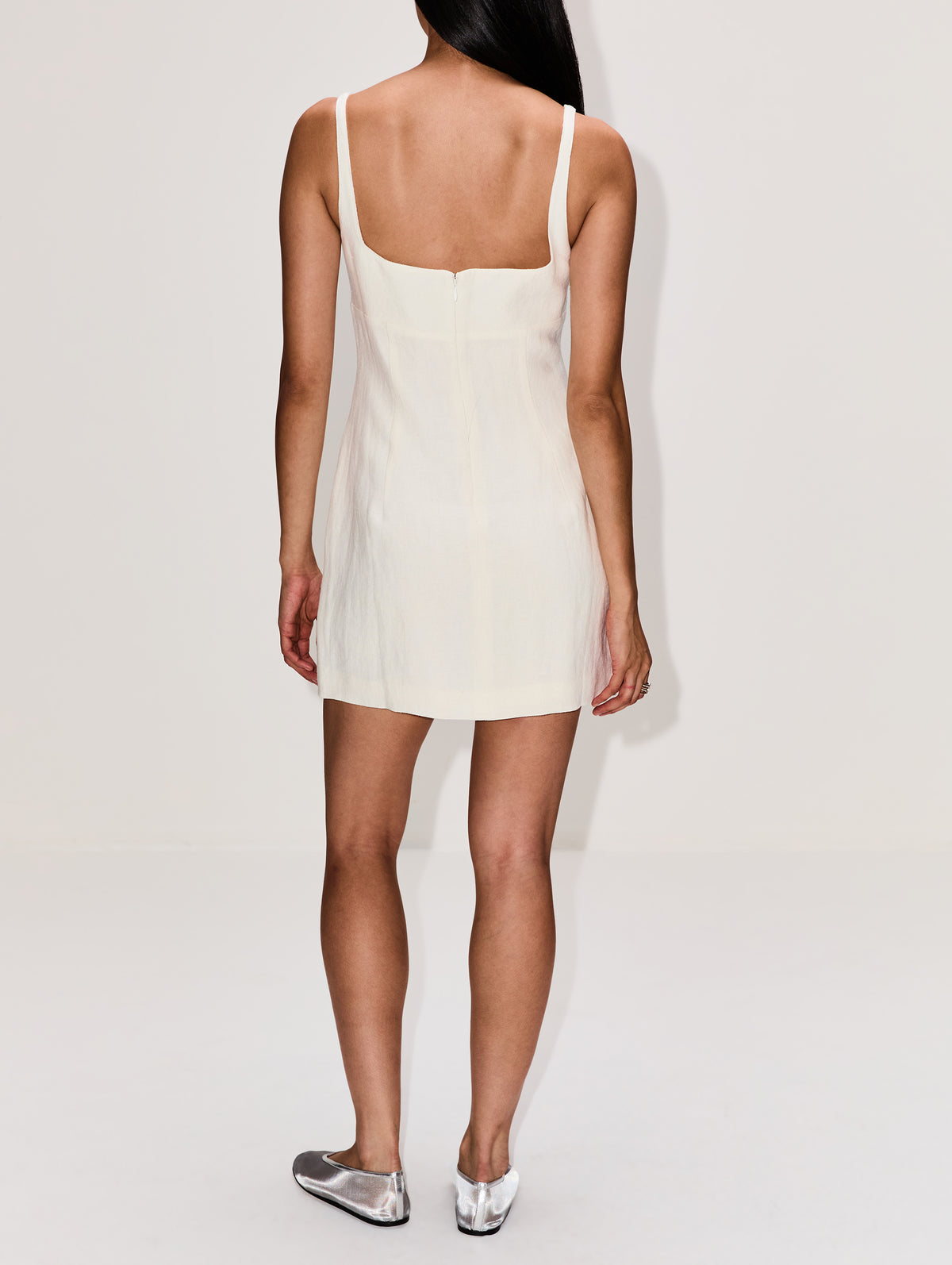 Tailored Square Neck Mini Dress,ST AGNI,OFF WHITE,Image 4