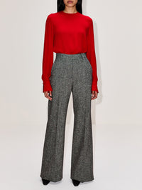 Wide Leg Trouser,VALENTINO GARAVANI,AVORIO/NERO,Image 2