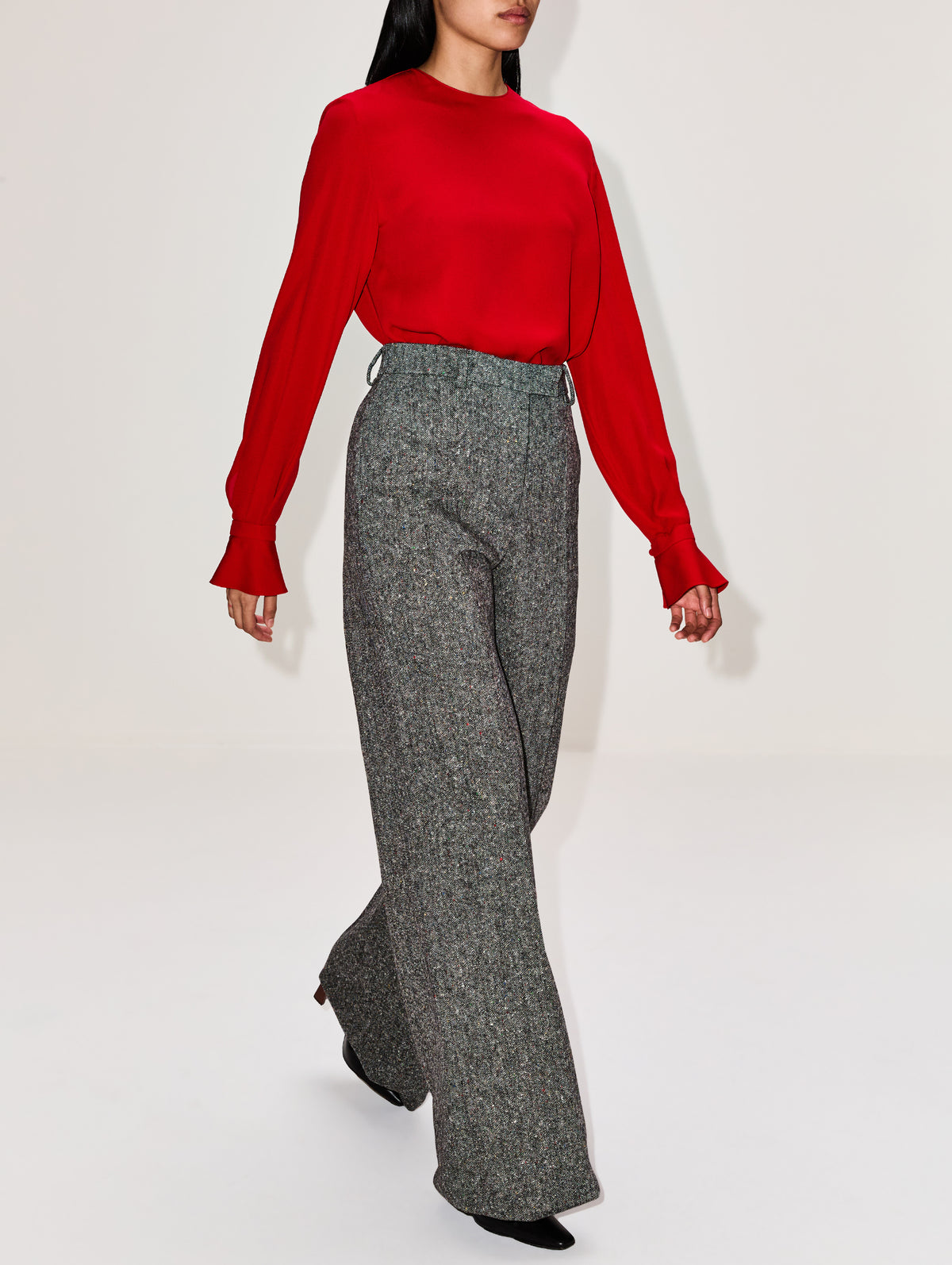 Wide Leg Trouser,VALENTINO GARAVANI,AVORIO/NERO,Image 3