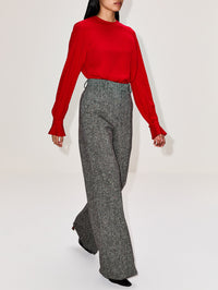 Wide Leg Trouser,VALENTINO GARAVANI,AVORIO/NERO,Image 3