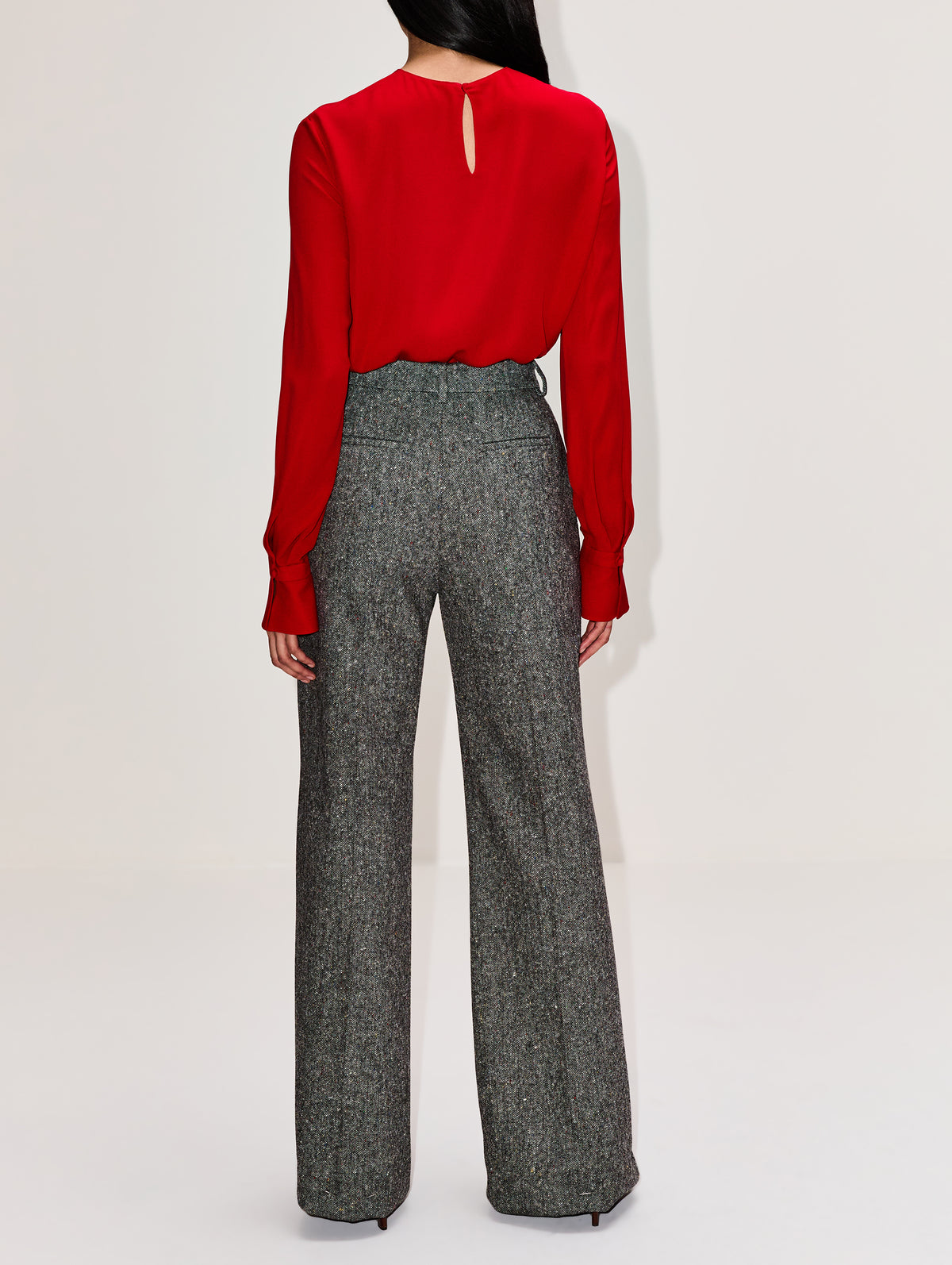 Wide Leg Trouser,VALENTINO GARAVANI,AVORIO/NERO,Image 4