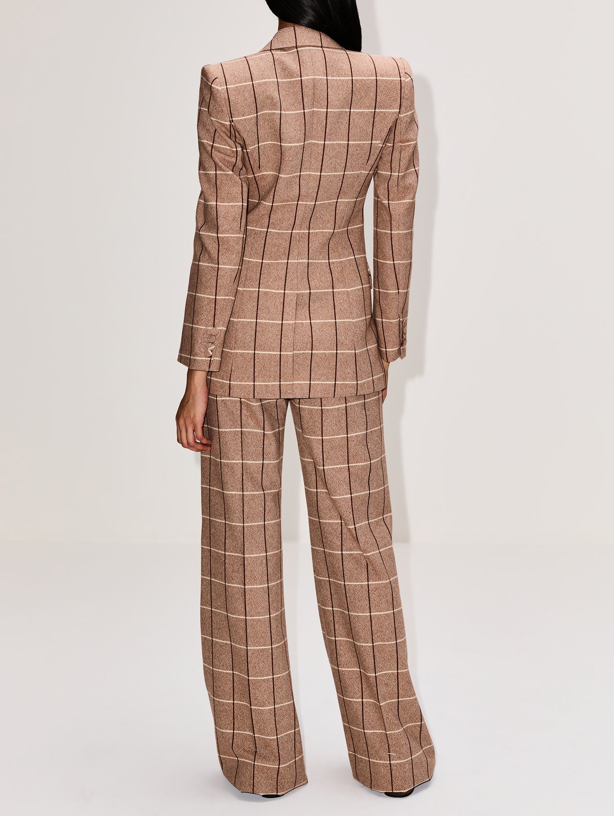 Check Double Breasted Jacket,VALENTINO GARAVANI,BEIGE/MAROON/IVORY,Image 3