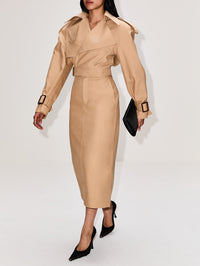 Drill Midi Skirt,WARDROBE.NYC,KHAKI,Image 3