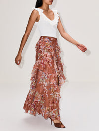 Awaken Ruffle Skirt,ZIMMERMANN,CINNAMON FLORAL,Image 3