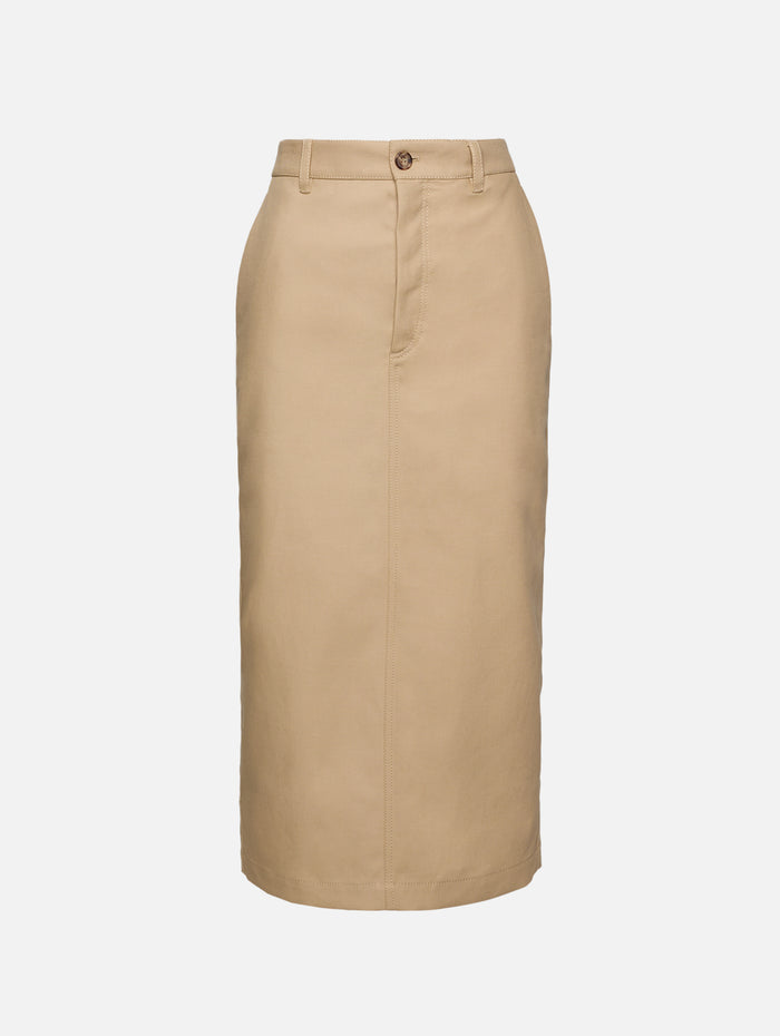 Drill Midi Skirt,WARDROBE.NYC,KHAKI,Image 1