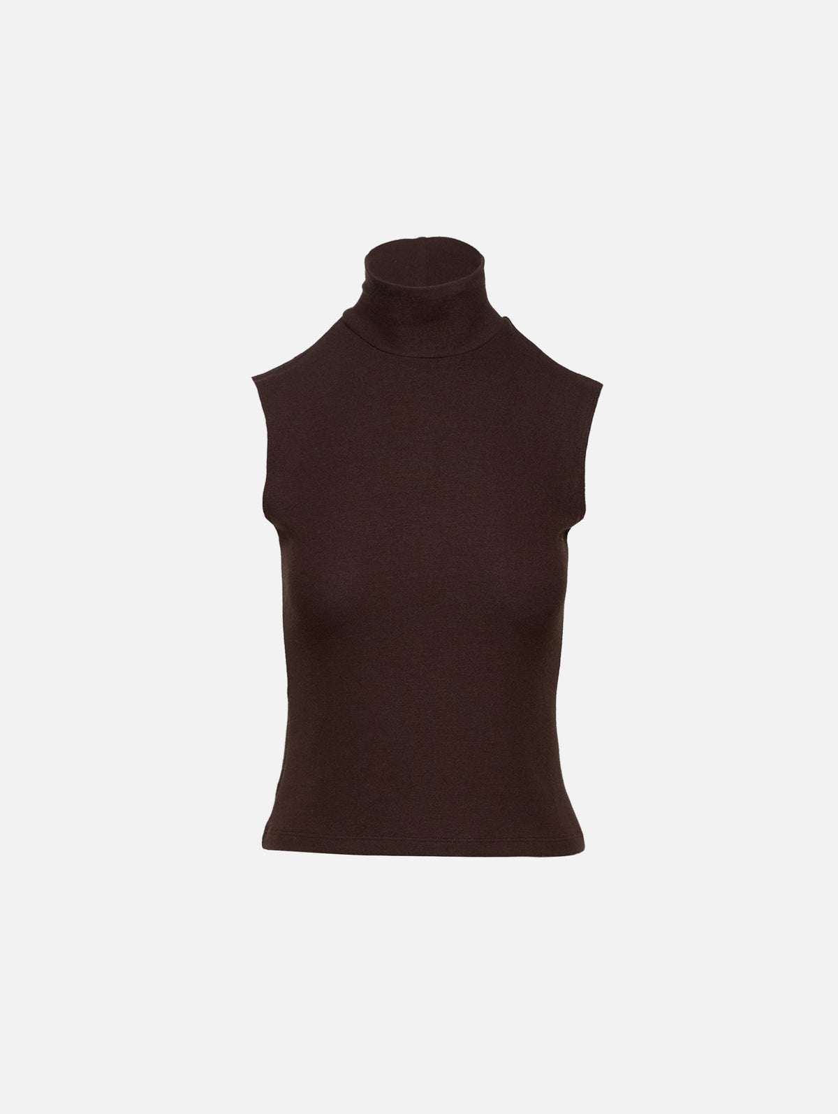 Lauren Turtleneck Tank,LESET,CHOCOLATE,Image 1