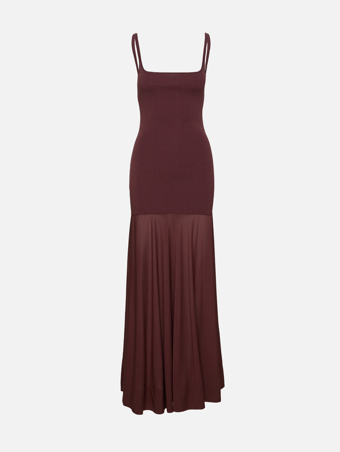 Sheer Silk Circle Hem Dress,ST AGNI,LIQUEUR,Image 1