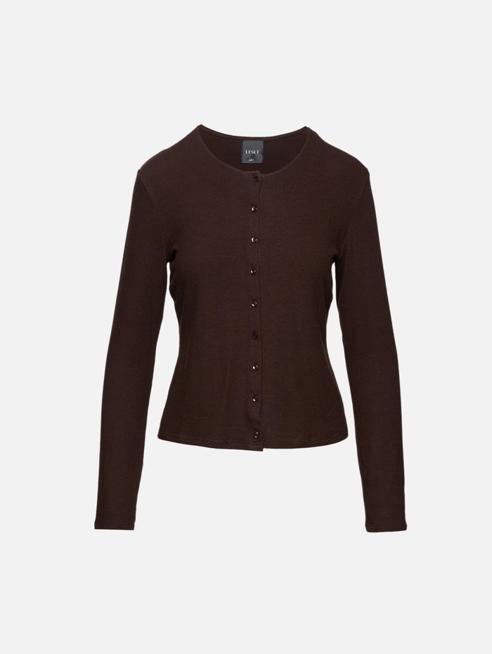 Lauren Classic Cardigan,LESET,CHOCOLATE,Image 1