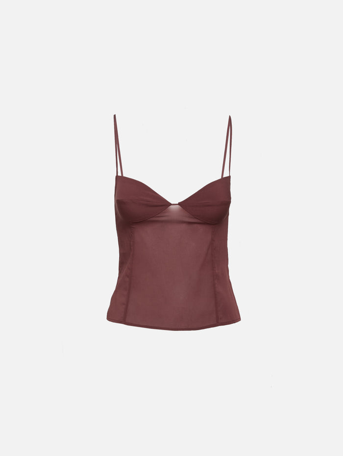 Silk Cami Top,ST AGNI,LIQUEUR,Image 1