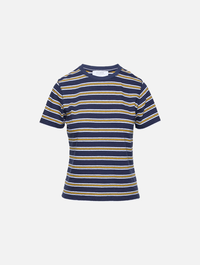 Stripe Molly Tee,LA LIGNE,NAVY/WHITE,Image 1
