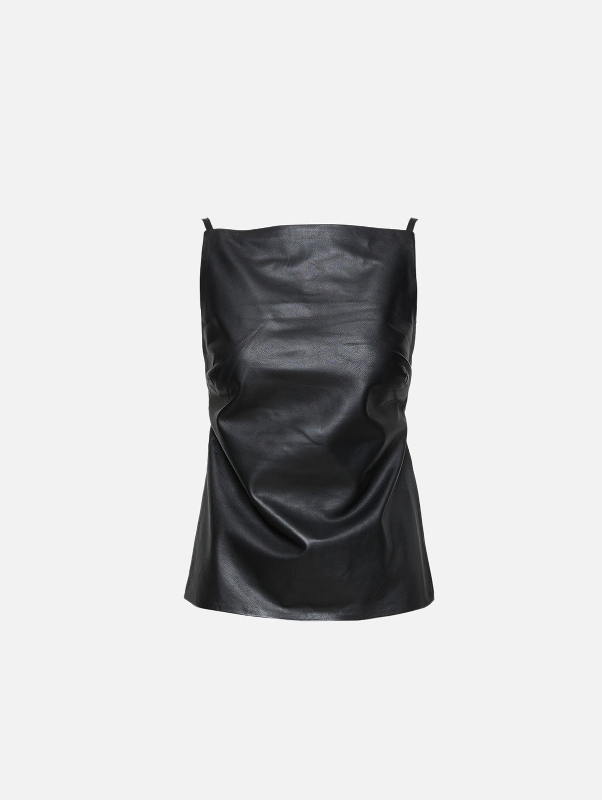 Leather Square Neck Top,ST AGNI,BLACK,Image 1