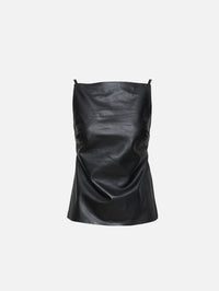 Leather Square Neck Top,ST AGNI,BLACK,Image 1