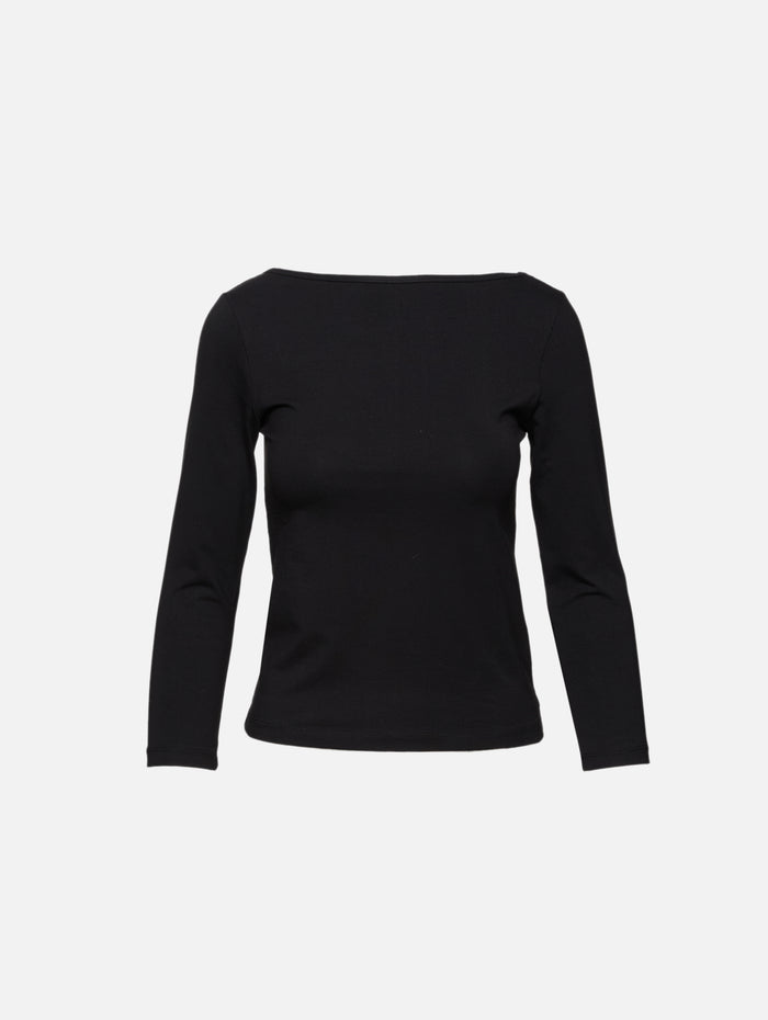 Soft Jersey Ballerina Top,ST AGNI,JET BLACK,Image 1