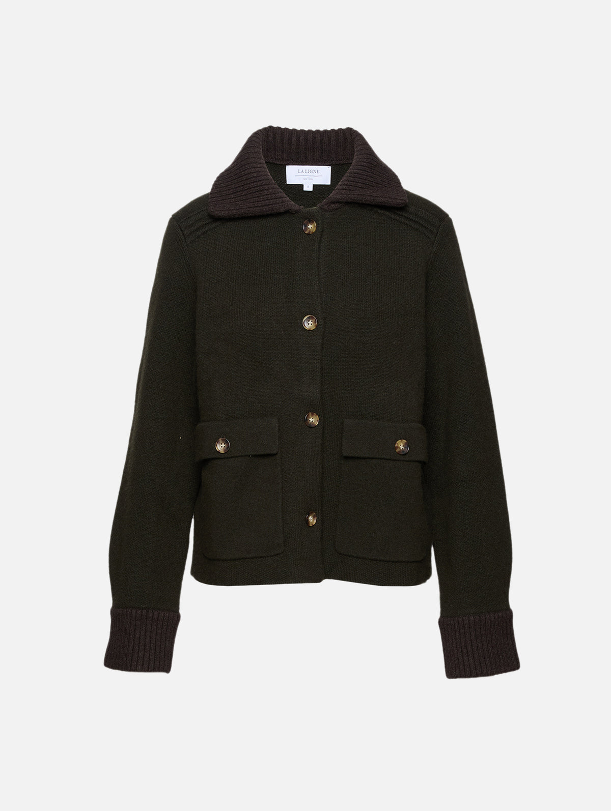 Cropped Theodore Jacket,LA LIGNE,DARK OLIVE,Image 1