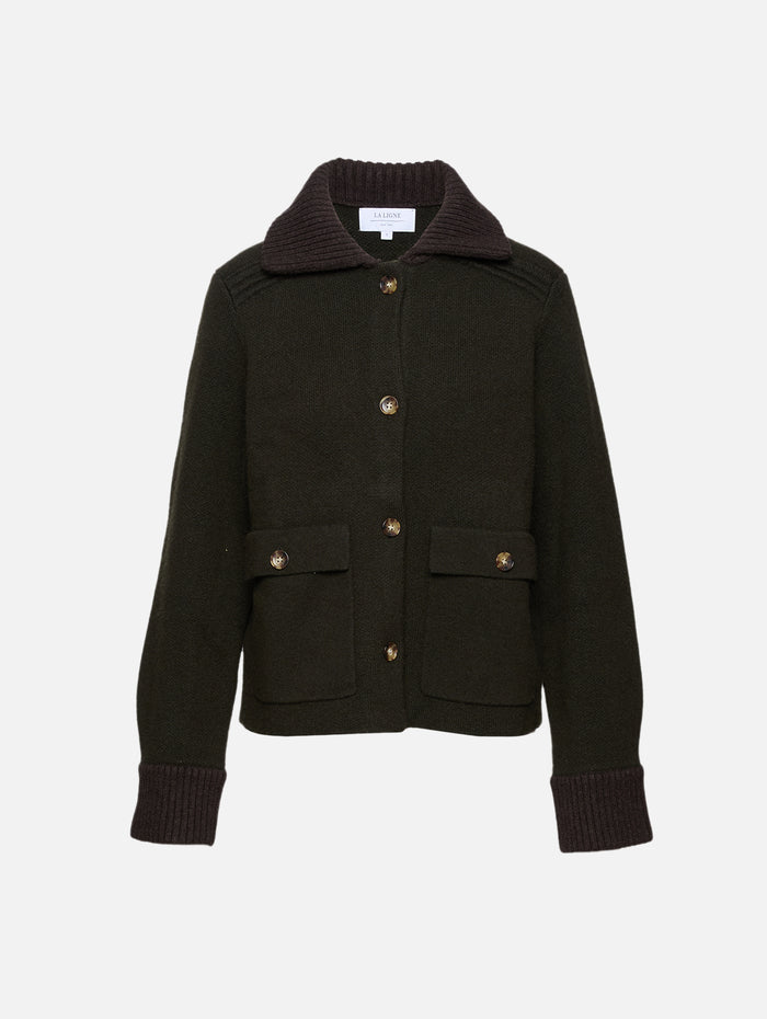 Cropped Theodore Jacket,LA LIGNE,DARK OLIVE,Image 1
