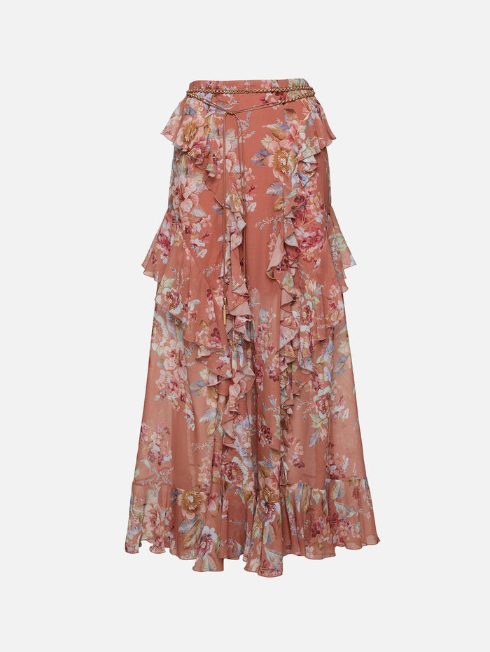 Awaken Ruffle Skirt,ZIMMERMANN,CINNAMON FLORAL,Image 1