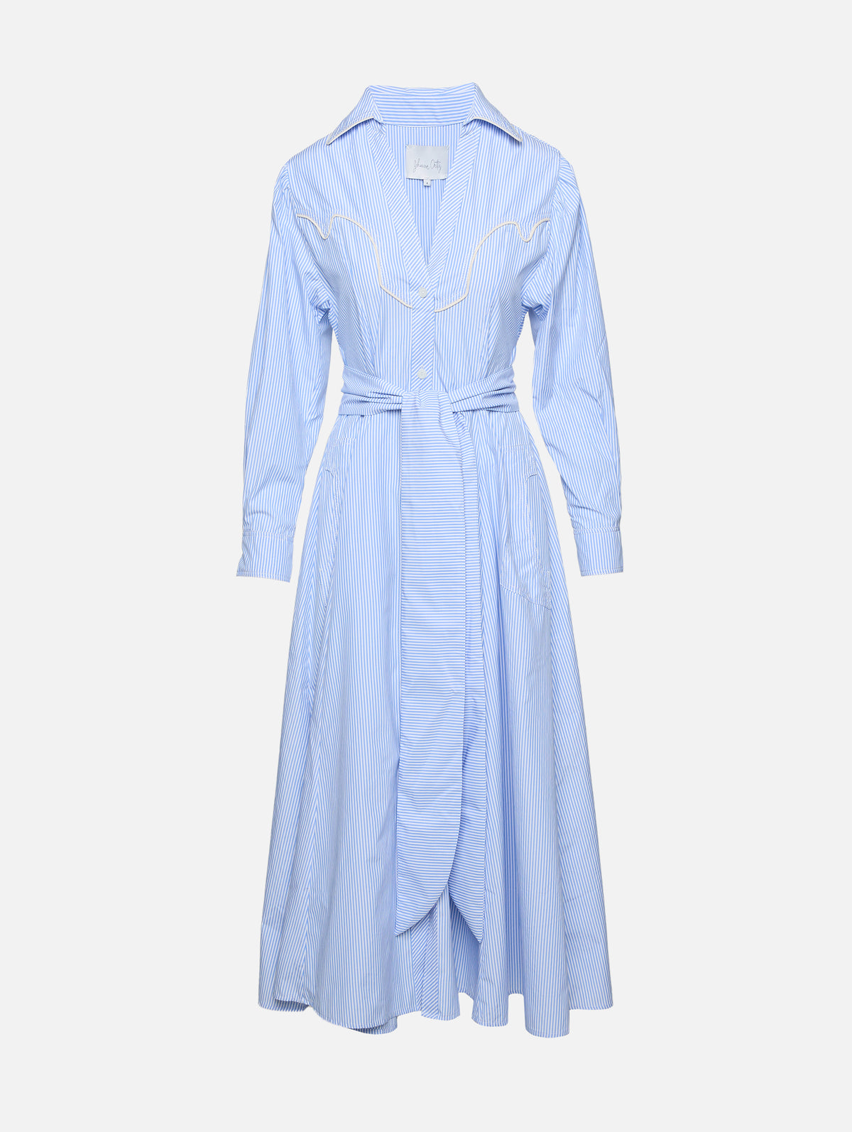 Vela De Cruz Midi Dress,JOHANNA ORTIZ,ECRU/BLUE,Image 1