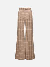 Wide Leg Check Trouser,VALENTINO GARAVANI,BEIGE/MAROON/IVORY,Image 1