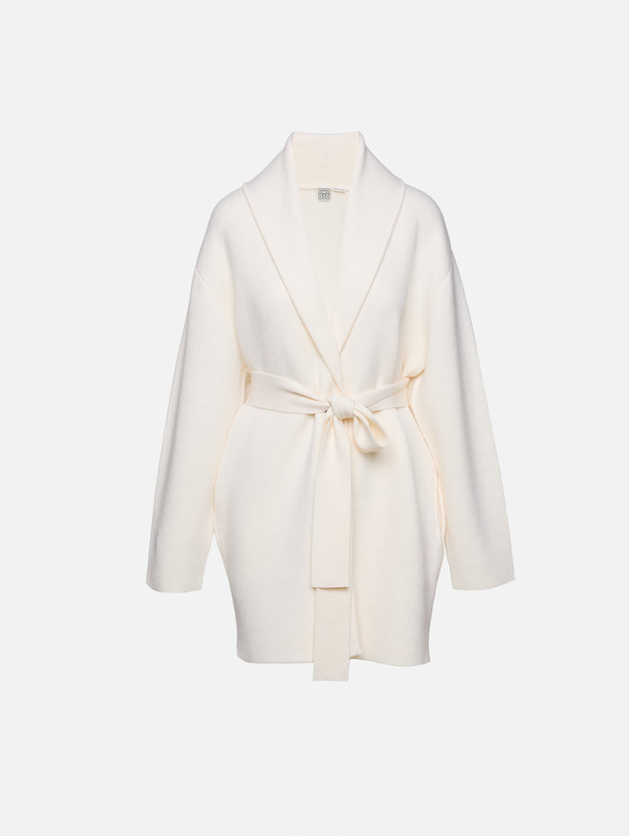 Shawl Lapel Robe,TOTÉME,ECRU,Image 1