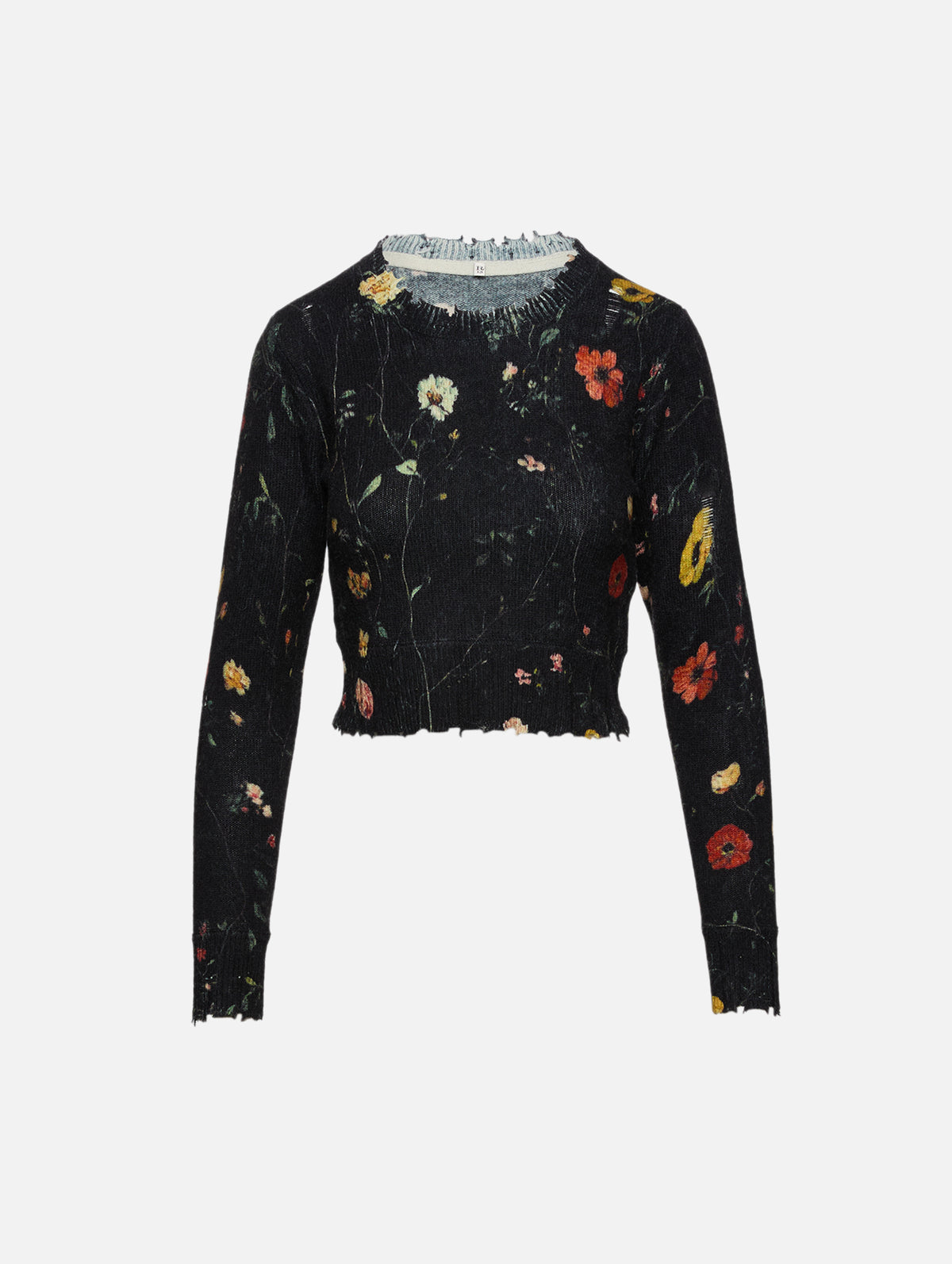 Printed Baby Crewneck Sweater,R13,FLORAL BLACK,Image 1
