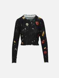 Printed Baby Crewneck Sweater,R13,FLORAL BLACK,Image 1