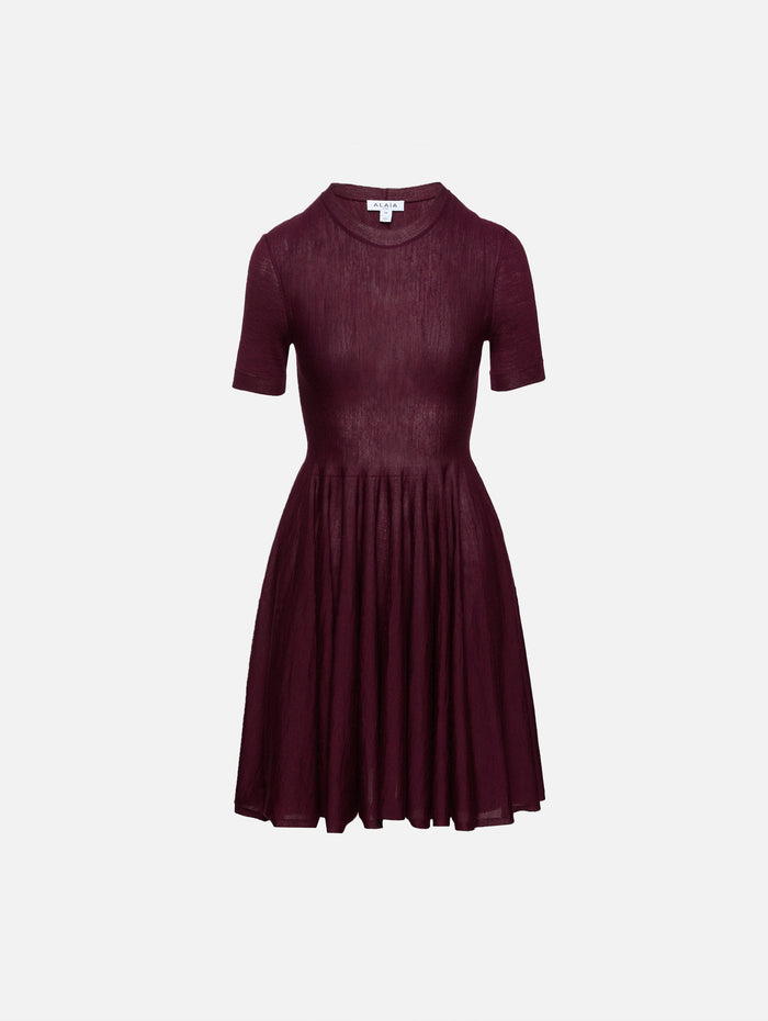 Skater Dress,ALAIA,AUBERGINE,Image 1