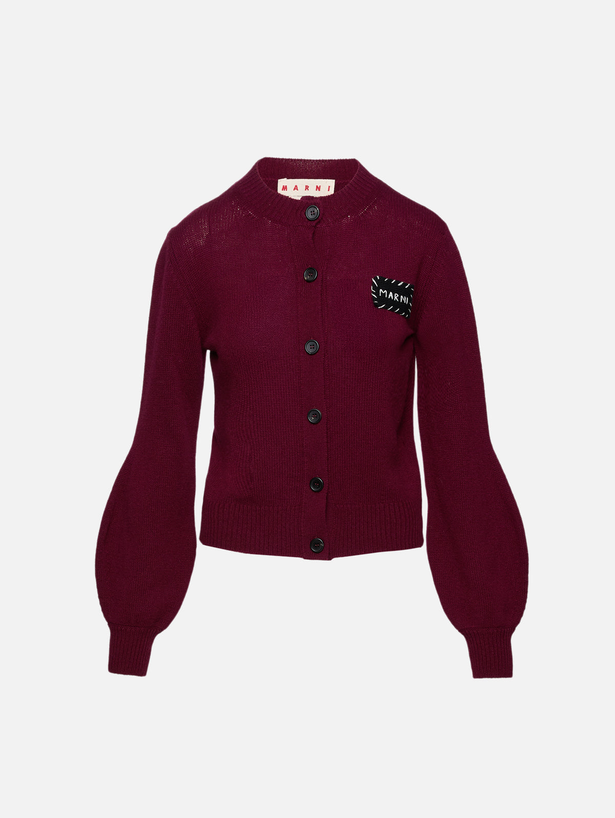 Long Sleeve Cardigan,MARNI,BURGUNDY,Image 1