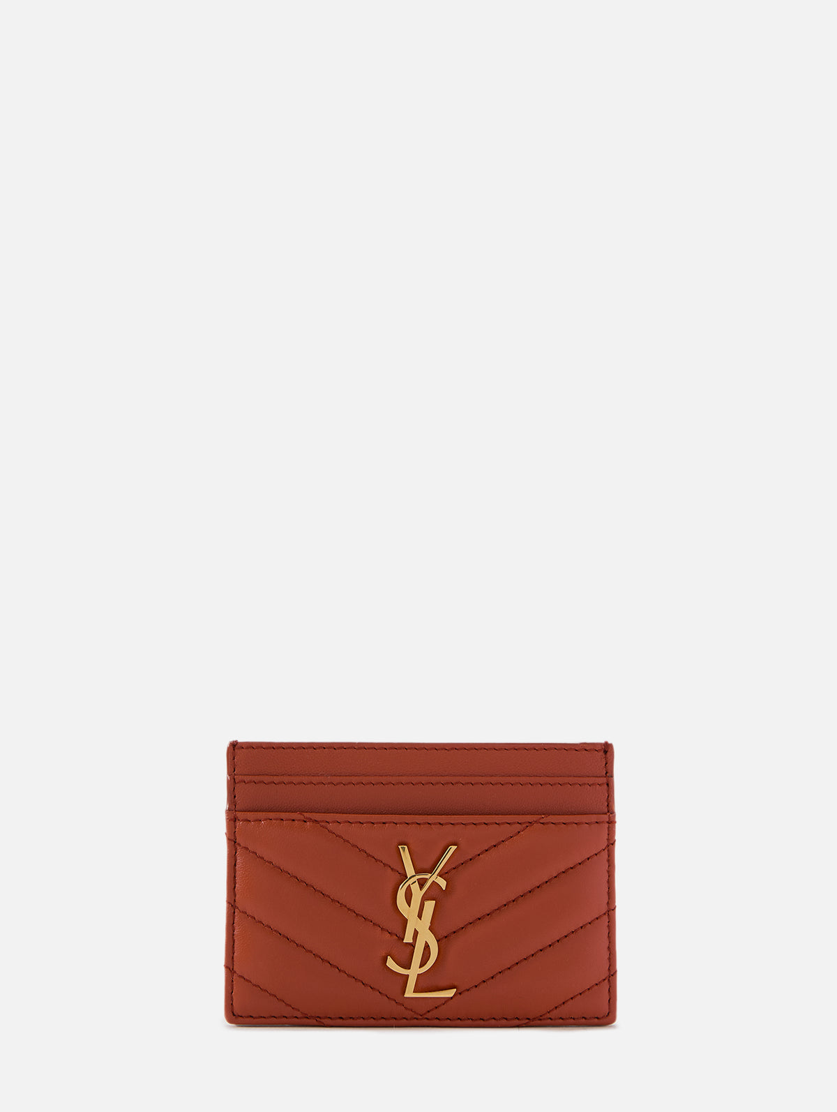 Cassandre Credit Card Case,SAINT LAURENT,DARK MANDARIN,Image 1