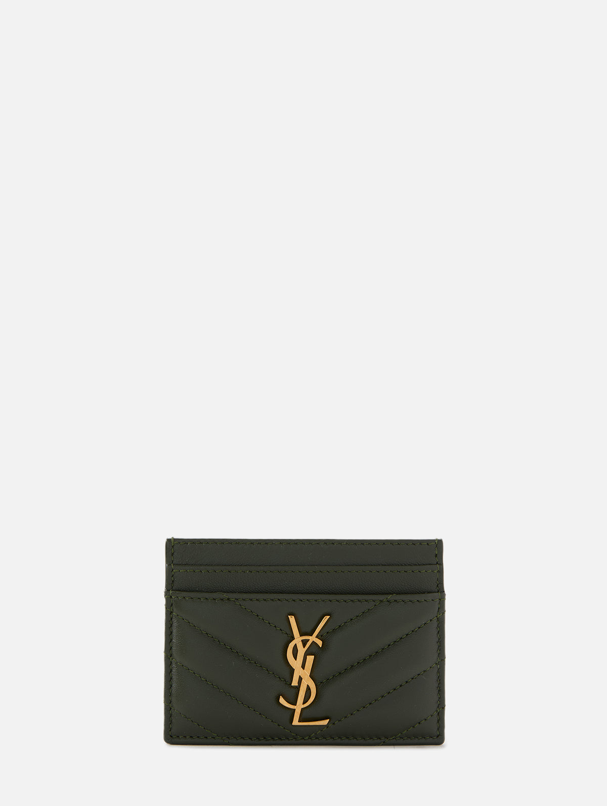 Cassandre Credit Card Case,SAINT LAURENT,OLIVE WOOD,Image 1