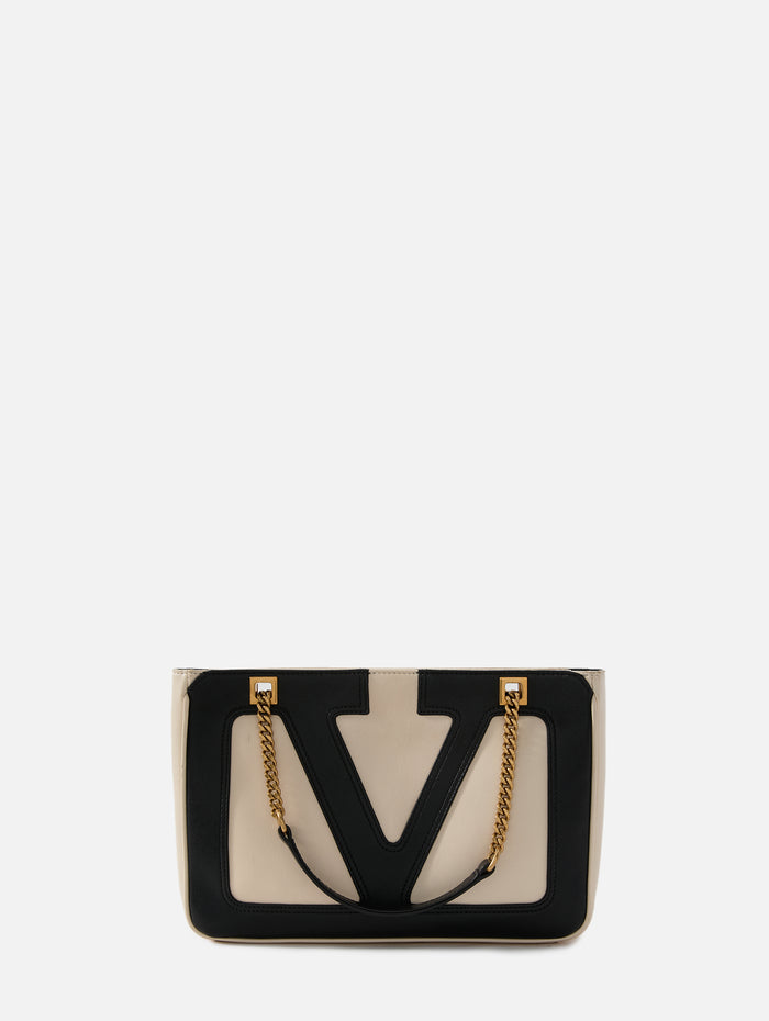 Vida Superstar Medium Flat Pouch,VALENTINO GARAVANI,BUTTER/WHITE/BLACK,Image 1