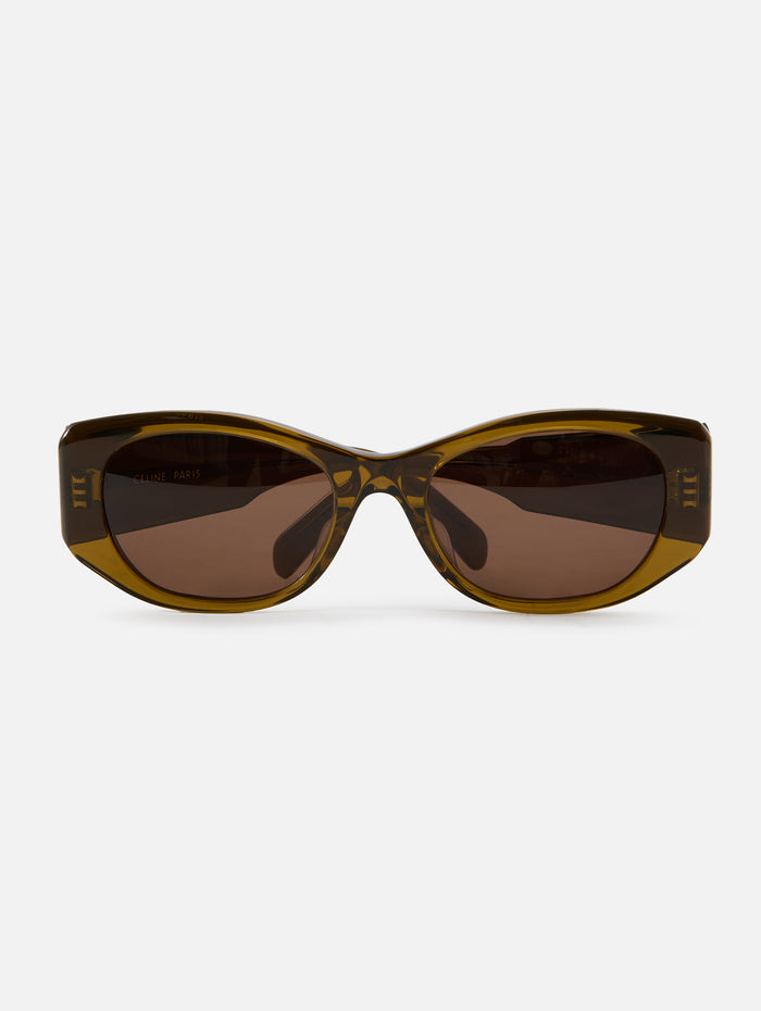 Round 3 Dot Frame Sunglasses,CELINE EYEWEAR,DARK OLIVE,Image 1