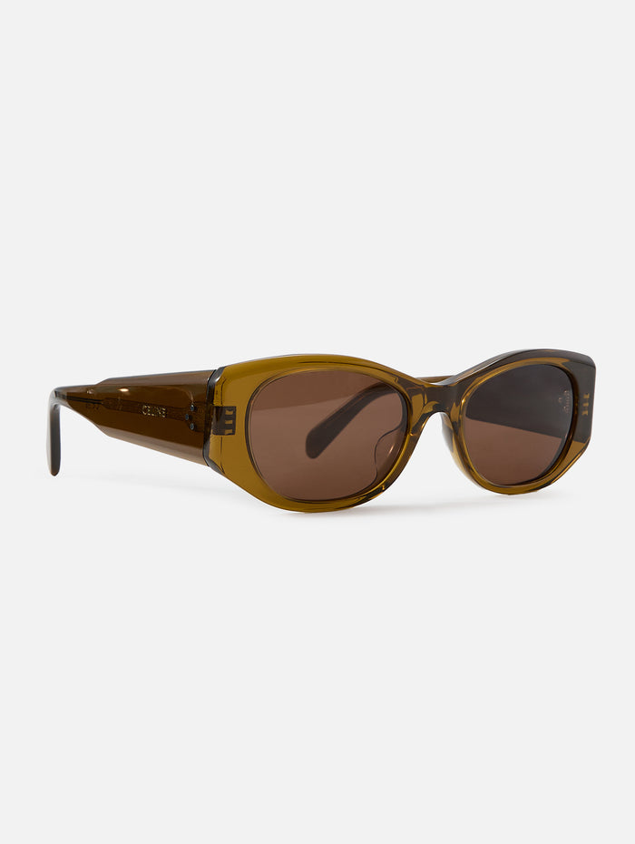 Round 3 Dot Frame Sunglasses,CELINE EYEWEAR,DARK OLIVE,Image 1