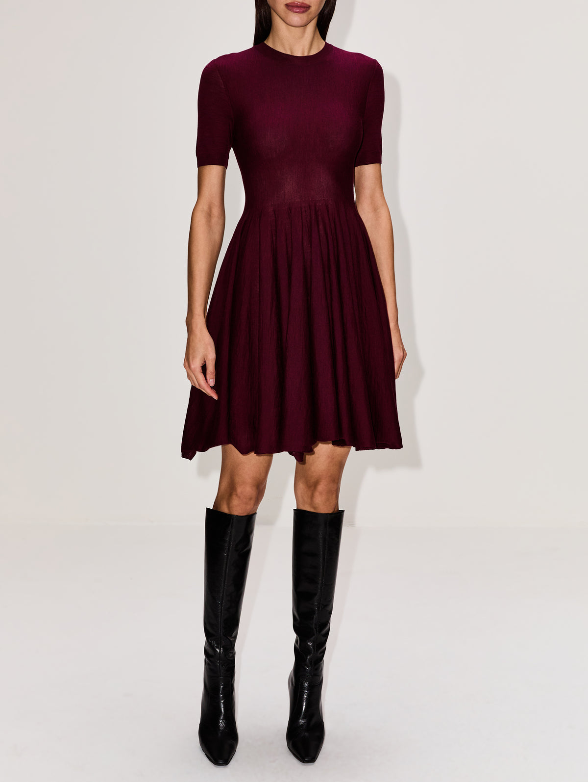 Skater Dress,ALAIA,AUBERGINE,Image 2
