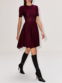 Skater Dress,ALAIA,AUBERGINE,Image 3