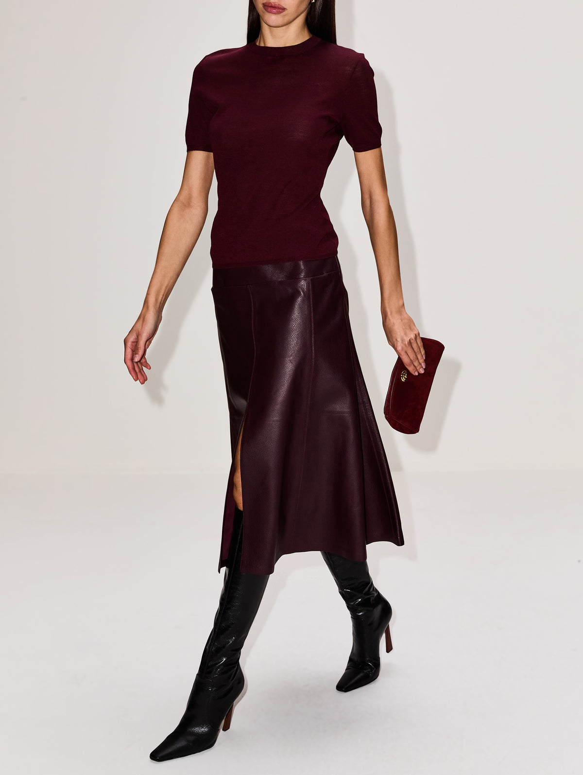 Slim Skirt,ALAIA,PRUNE,Image 3