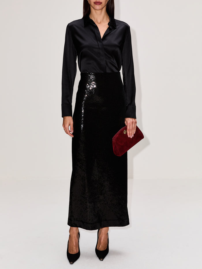 Sequin Skirt,TOTÉME,BLACK,Image 1