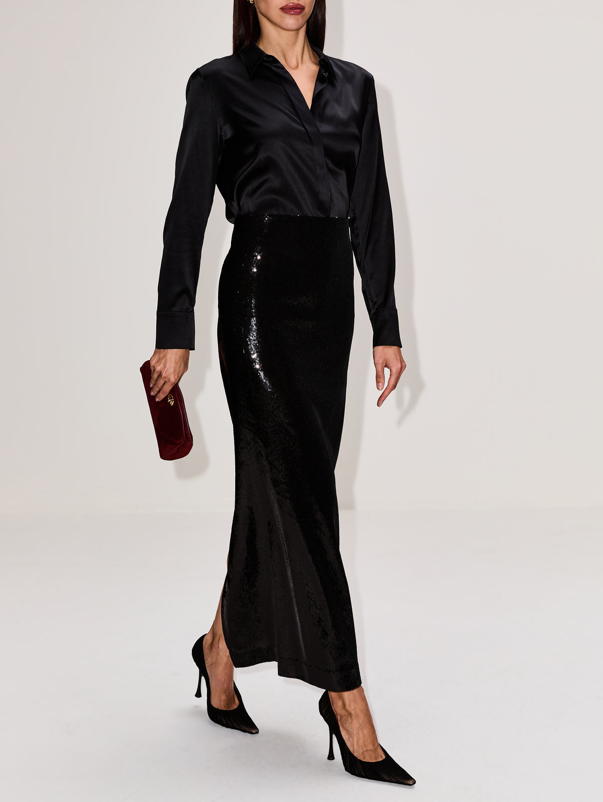 Sequin Skirt,TOTÉME,BLACK,Image 3