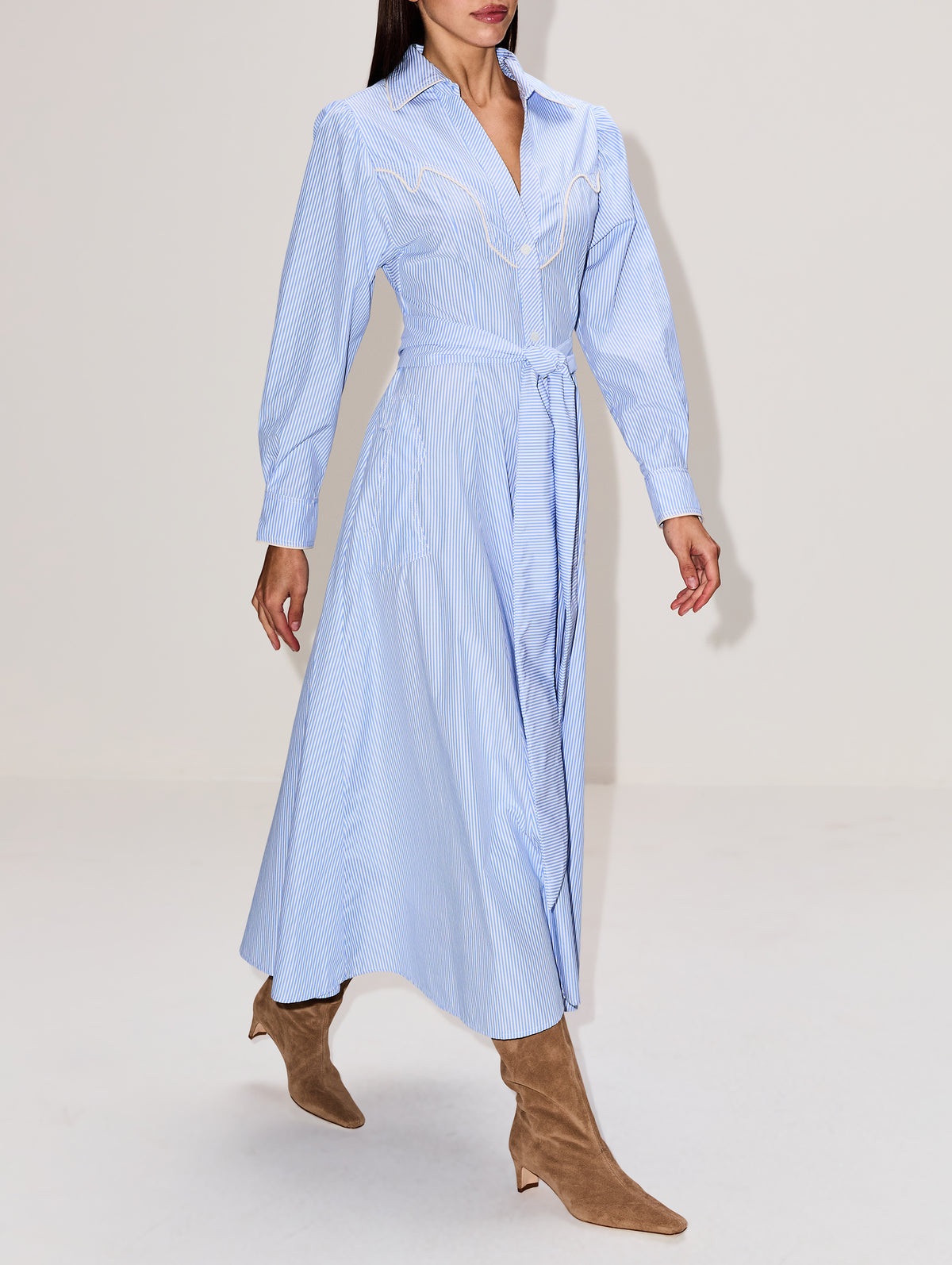 Vela De Cruz Midi Dress,JOHANNA ORTIZ,ECRU/BLUE,Image 3