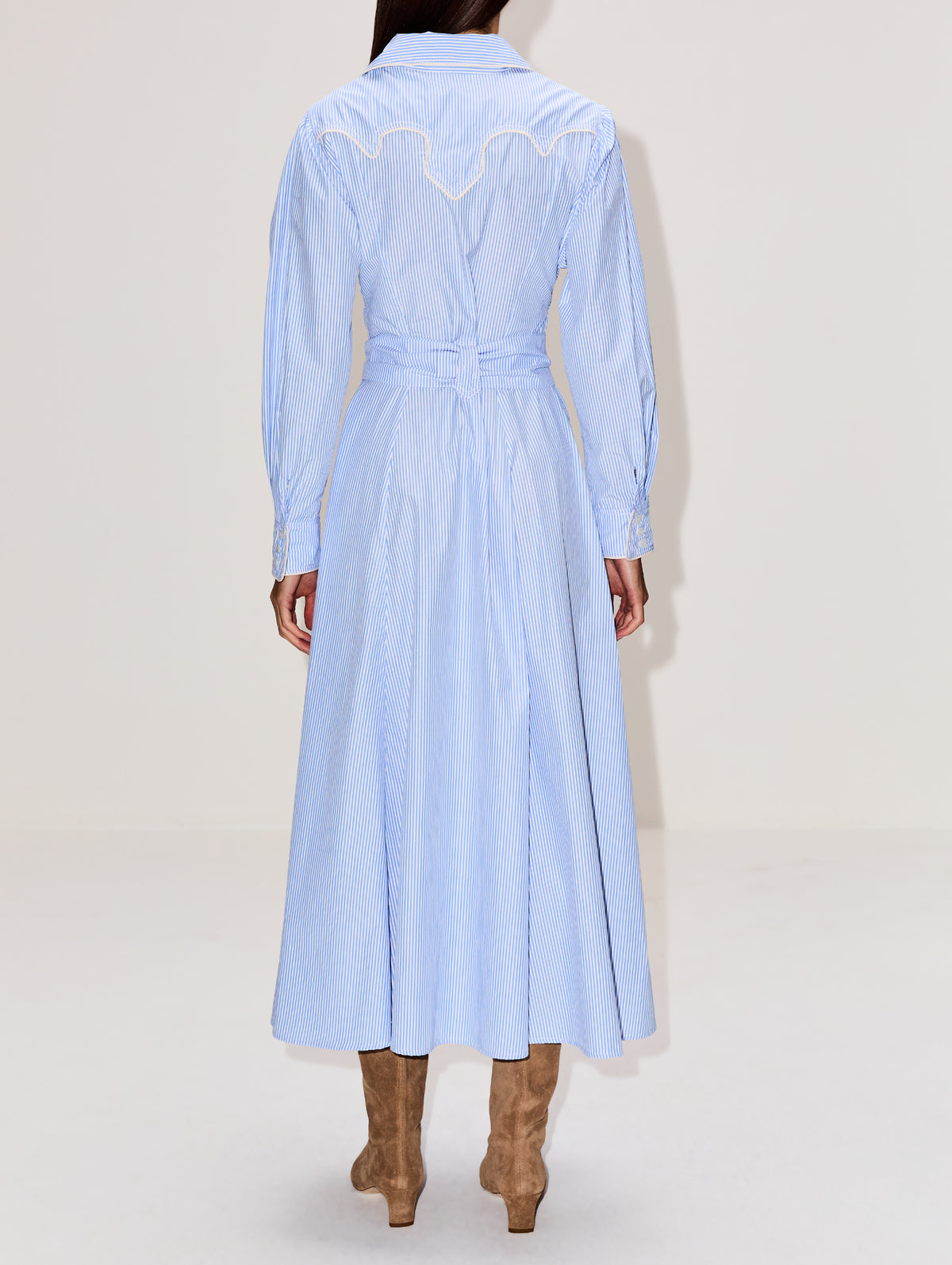 Vela De Cruz Midi Dress,JOHANNA ORTIZ,ECRU/BLUE,Image 4