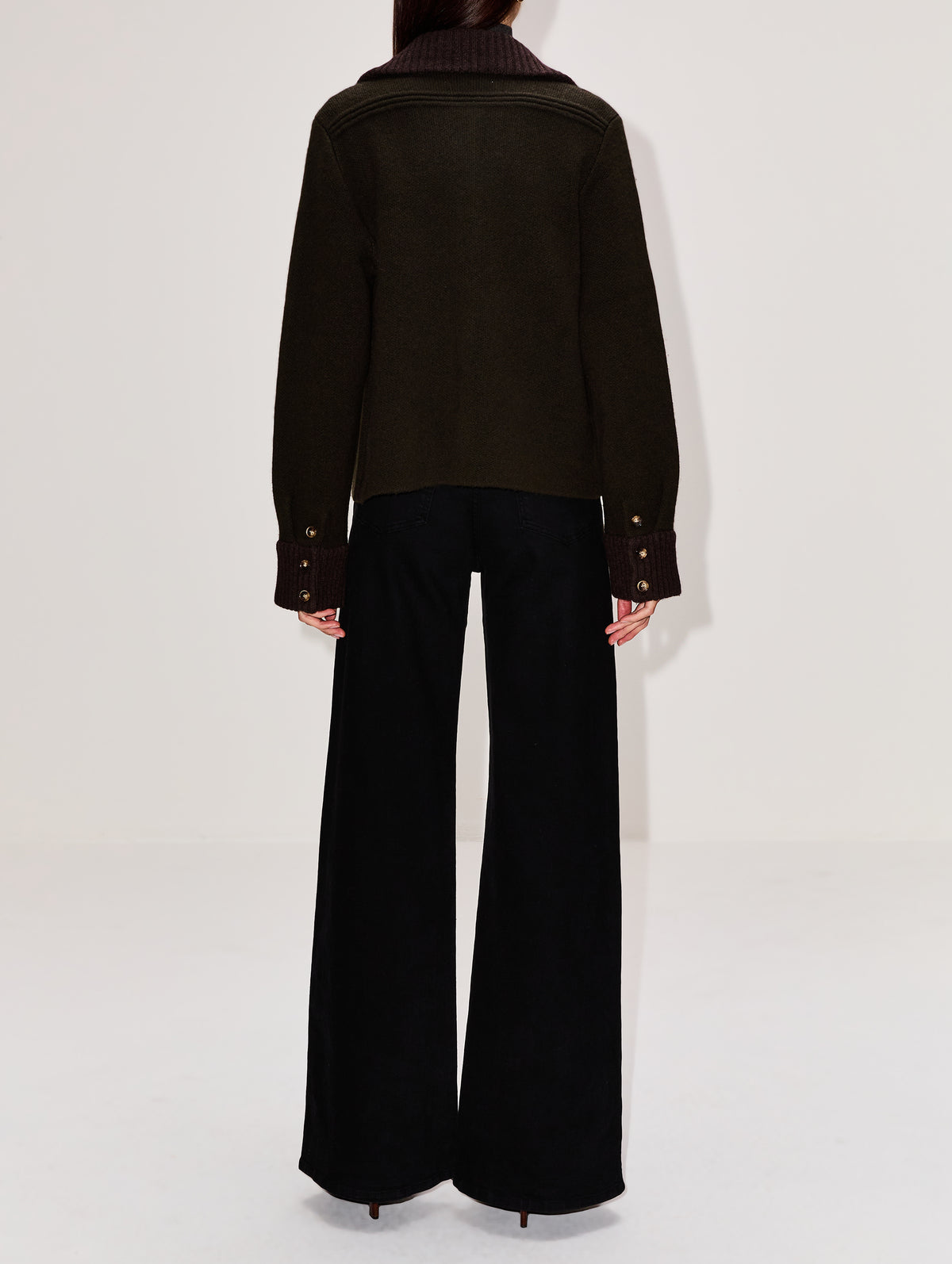 Cropped Theodore Jacket,LA LIGNE,DARK OLIVE,Image 3
