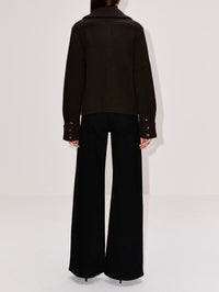 Cropped Theodore Jacket,LA LIGNE,DARK OLIVE,Image 3