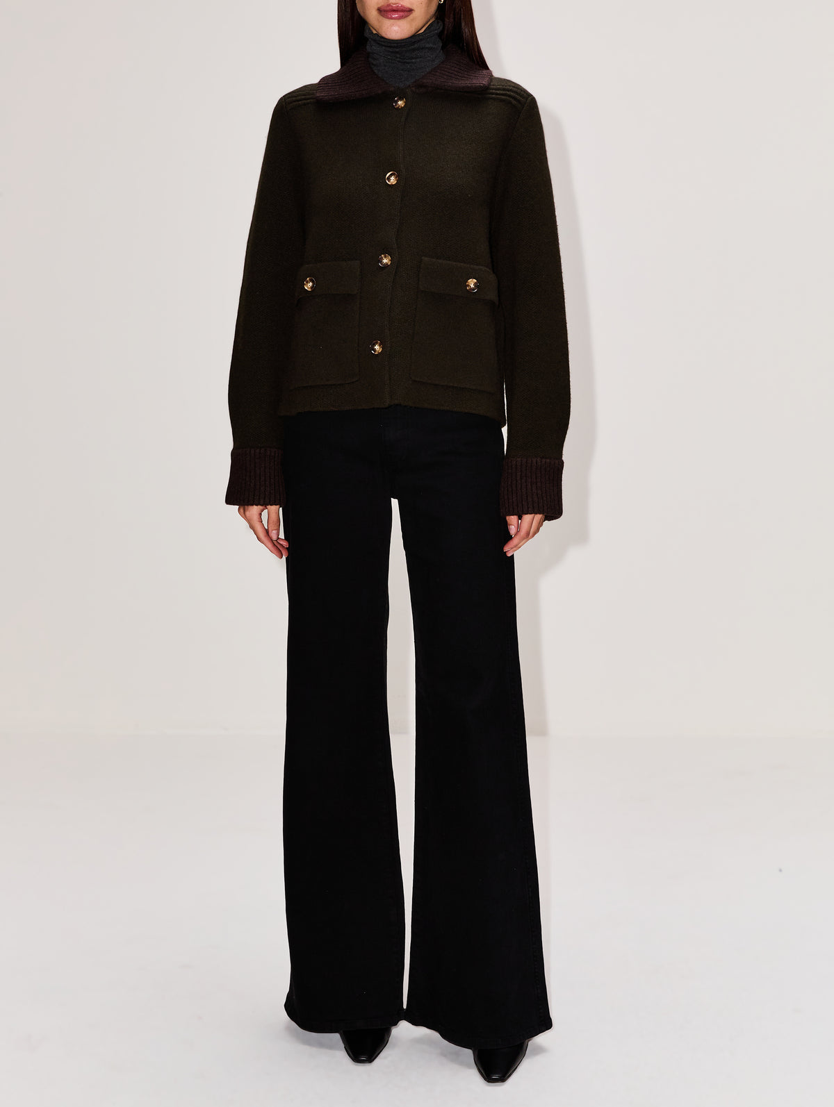 Cropped Theodore Jacket,LA LIGNE,DARK OLIVE,Image 2