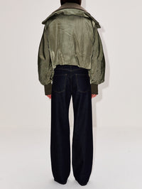 Oversized Padded Flight Jacket,R13,OLIVE GREEN,Image 3