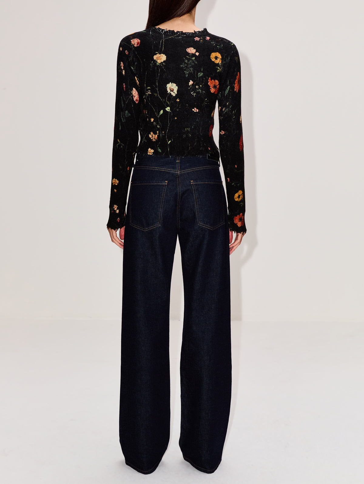 Printed Baby Crewneck Sweater,R13,FLORAL BLACK,Image 3