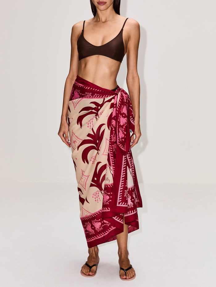 Dance Of Pareo,JOHANNA ORTIZ,ECRU/DARK CHERRY,Image 1