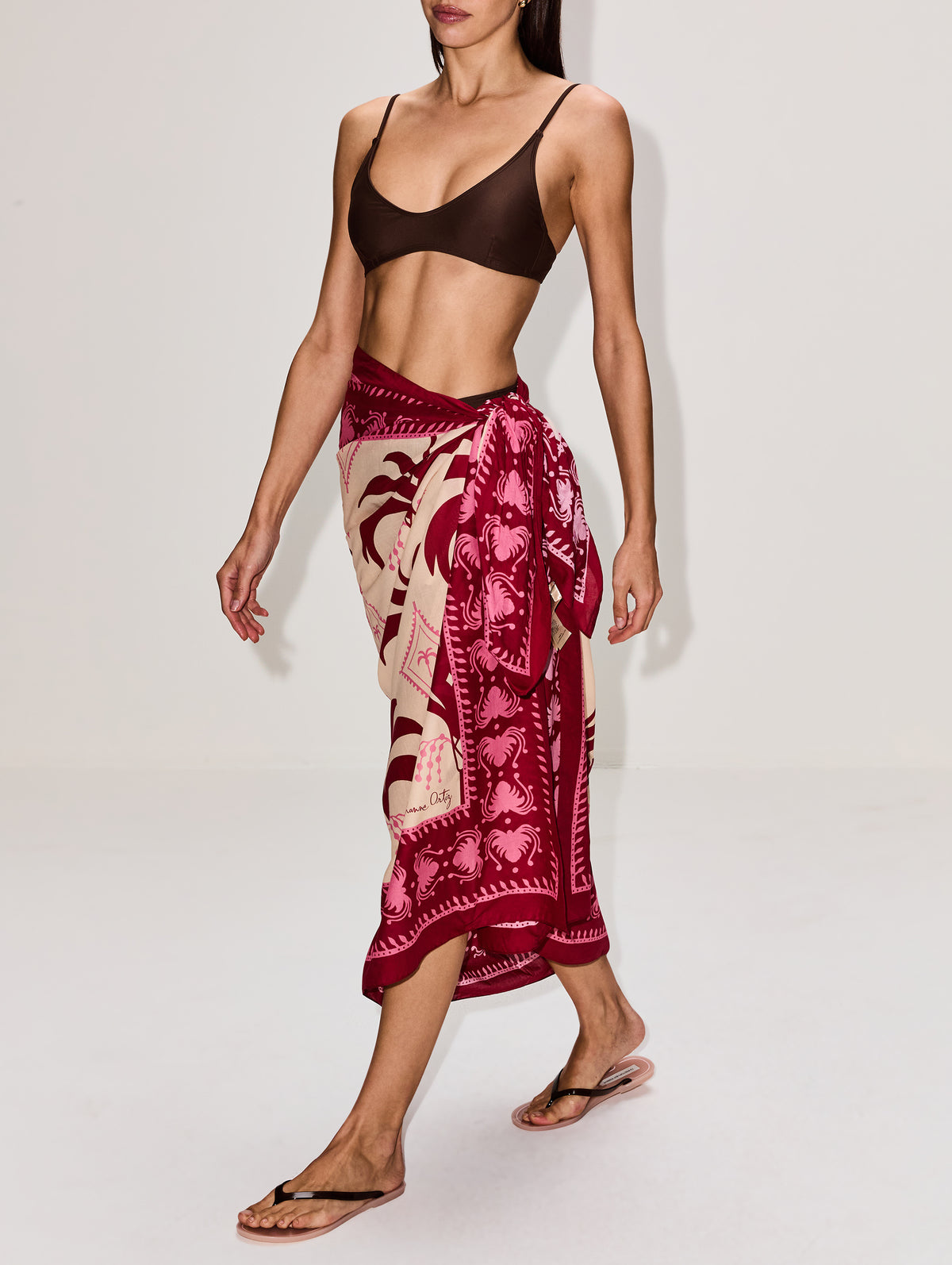 Dance Of Pareo,JOHANNA ORTIZ,ECRU/DARK CHERRY,Image 3