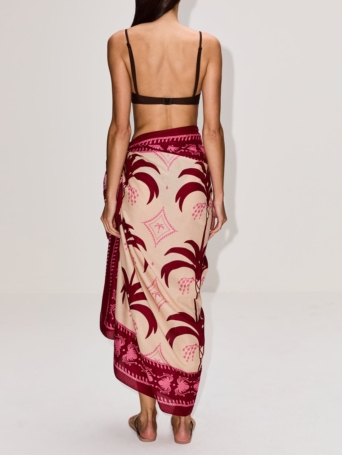 Dance Of Pareo,JOHANNA ORTIZ,ECRU/DARK CHERRY,Image 4