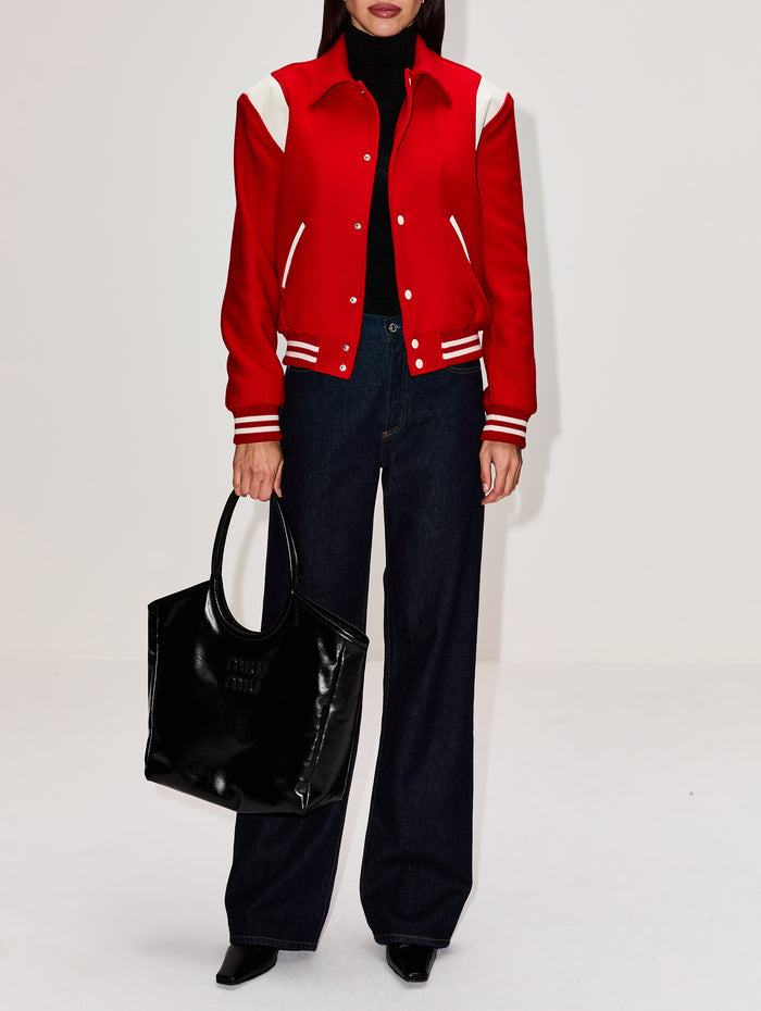 Varsity Jacket,RE/DONE,RED,Image 1